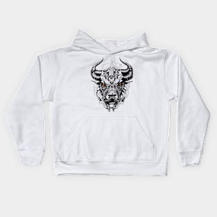 Bull Wild Animal Nature Illustration Art Tattoo Kids Hoodie